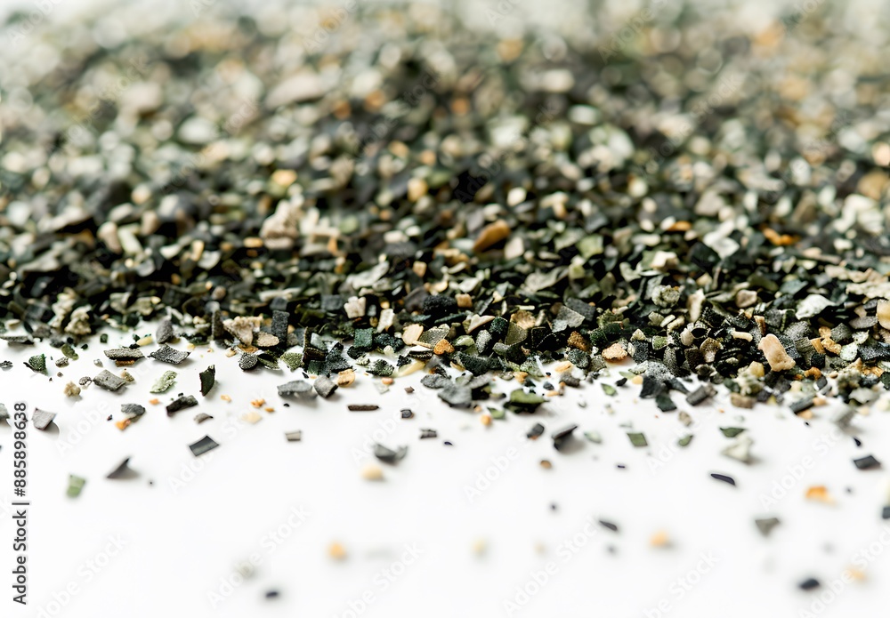 Close-Up Dried Moss Particles White Background Close-Up Dried Moss Particles White Background