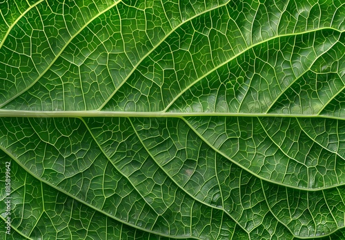 Intricate Green Leaf Texture Macro Photography