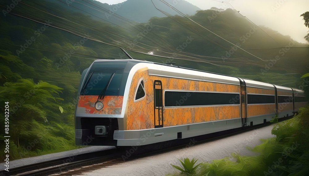 Fototapeta premium Orange Bullet Train