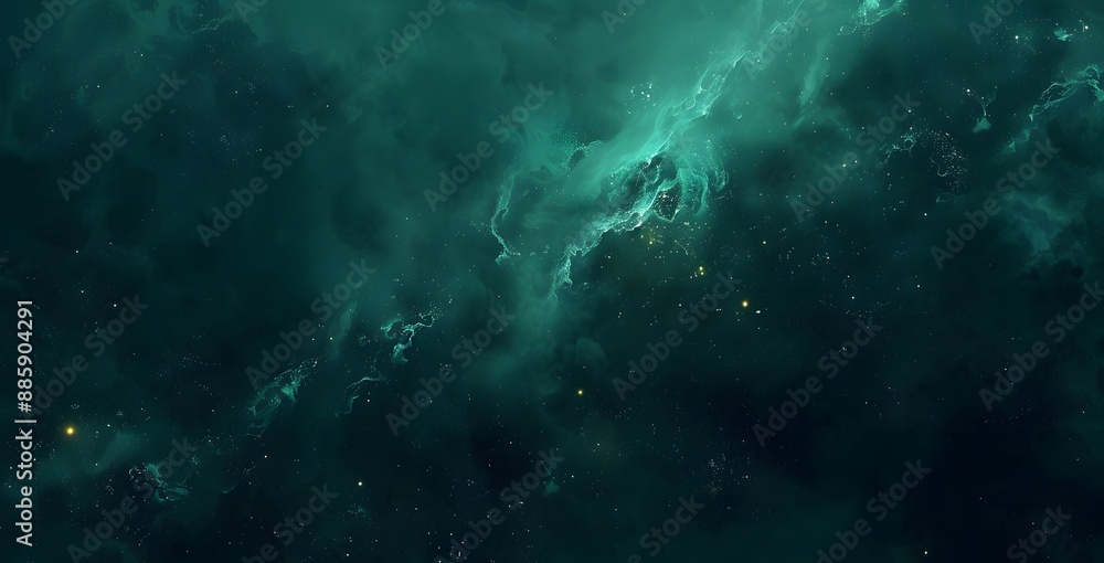Dark Green Galaxy Nebula with Stars Dark Green Galaxy Nebula with Stars