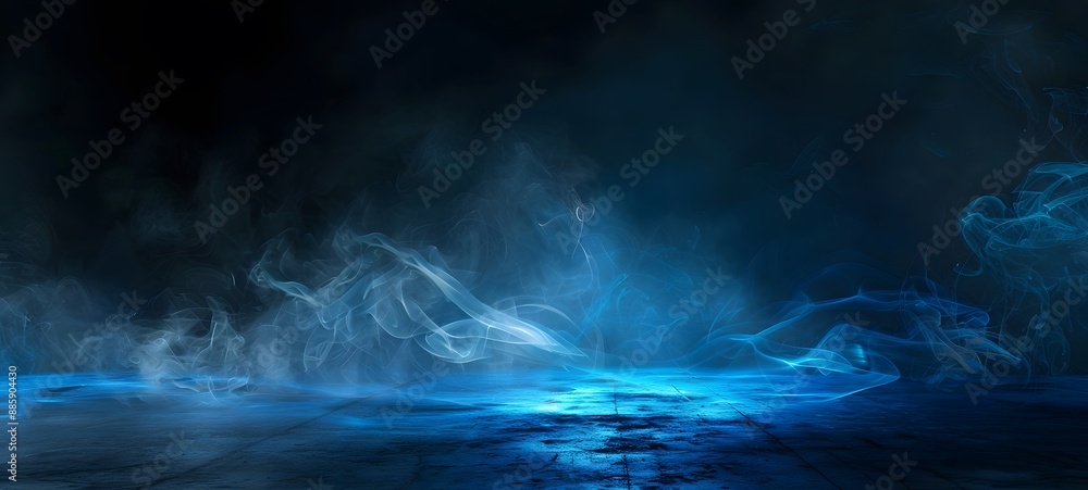 Fototapeta premium Minimalist Blue Smoke Background with Glow