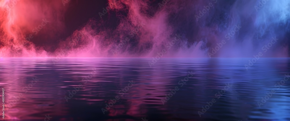 Neon Lights Reflecting on Water Surface Neon Lights Reflecting on Water Surface