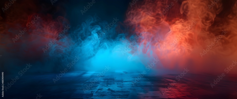 Neon Lights in Foggy, Smoke-Filled Night Neon Lights in Foggy, Smoke-Filled Night