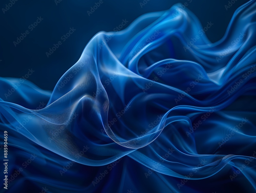 Fototapeta premium Abstract Blue Fabric Waves - High Resolution Photography