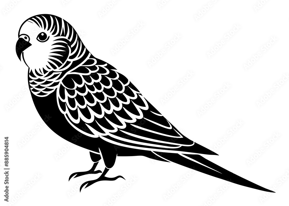 Fototapeta premium Budgerigar silhouette vector illustration 