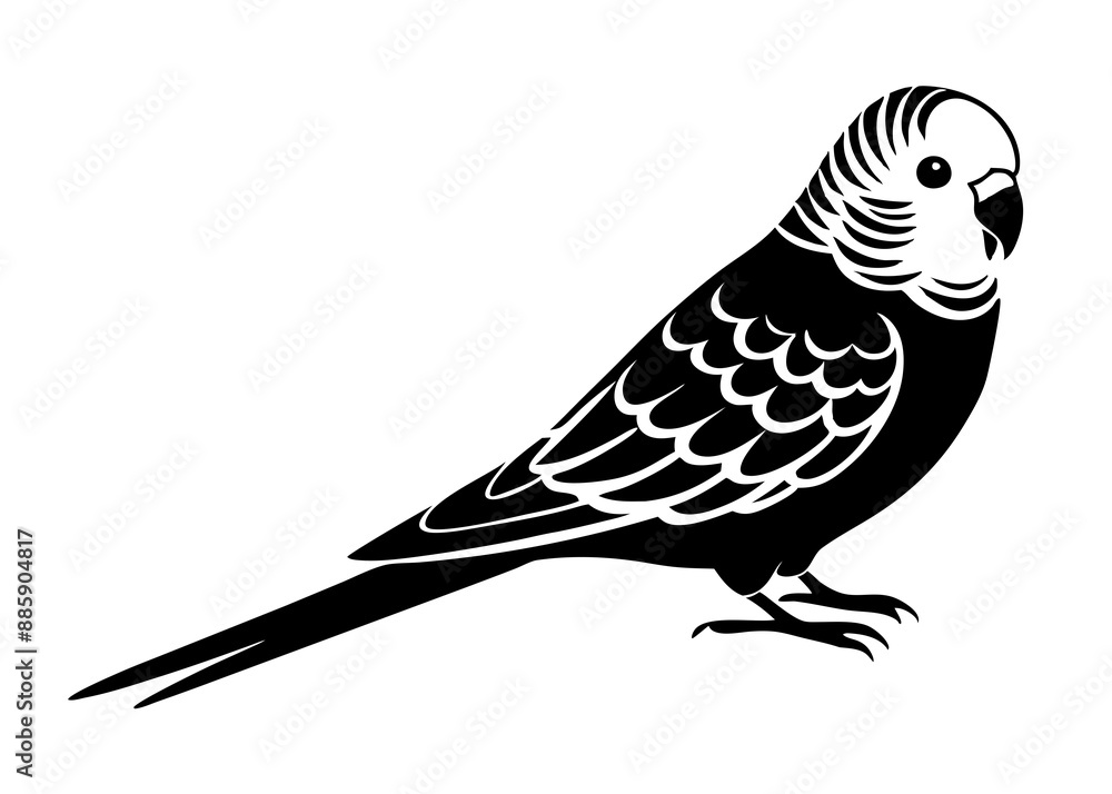 Fototapeta premium Budgerigar silhouette vector illustration