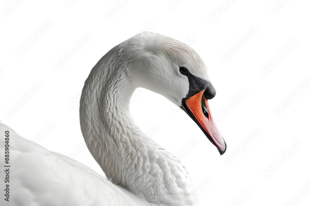 Fototapeta premium Elegant White Swan on Black Background