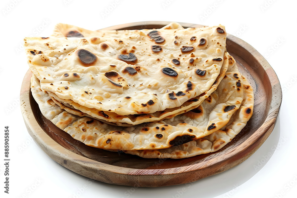 Plate of tasty Chapati with on white background. Plate of tasty Chapati with on white background.