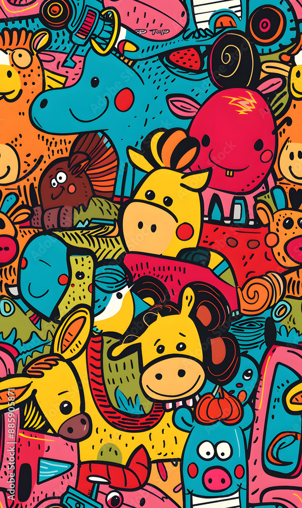 cartoon 2d illustrator doodle pattern, cute pattern in graphic seamless pattern cartoon 2d illustrator doodle pattern, cute pattern in graphic seamless pattern