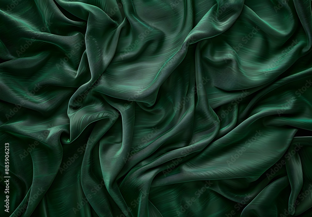 Fototapeta premium Dark Green Fabric Drape Texture Background