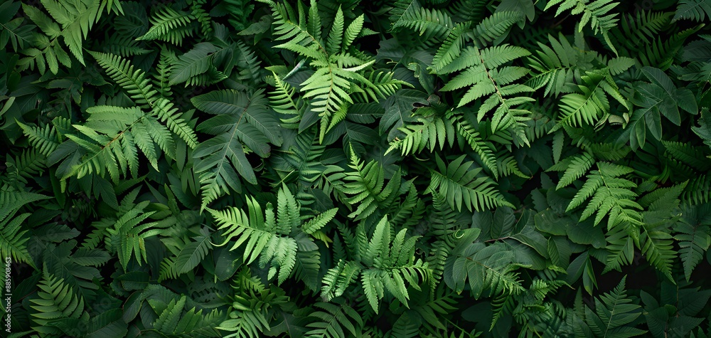 Hyperrealistic Dark Green Ferns Jungle Background Hyperrealistic Dark Green Ferns Jungle Background