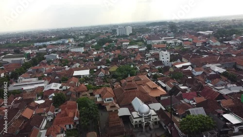 Aerial view of urban area with mosque and mixed architecture - Menara Kudus photo