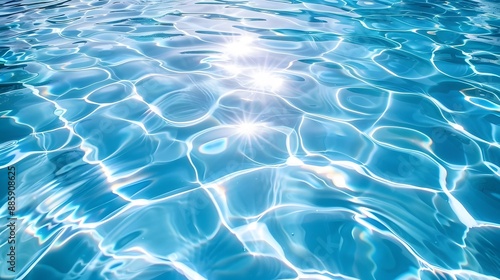 Pool water background, blue ripple water with sunlight reflection pattern. 