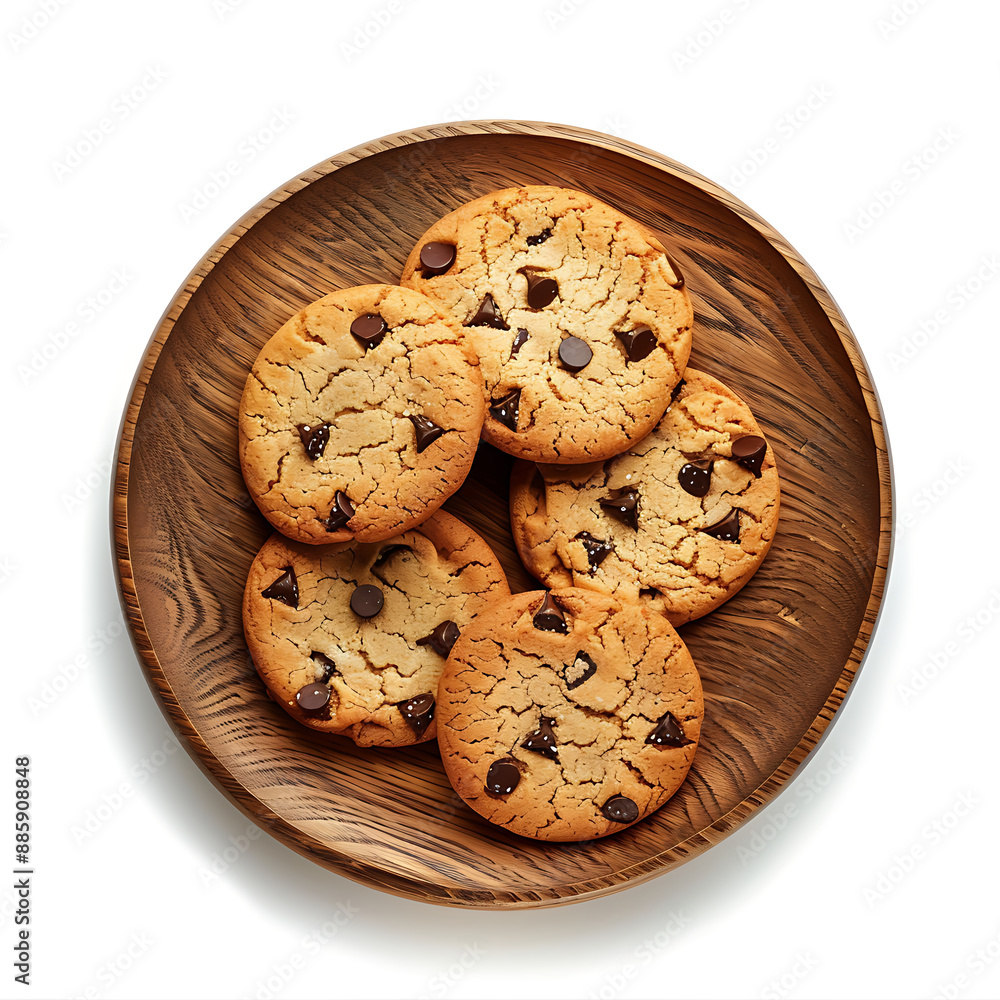 Board and plate of tasty Cookie with on white background. Board and plate of tasty Cookie with on white background.