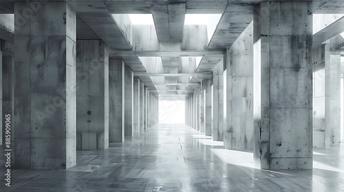 Abstract architecture background empty concrete room interior with columns