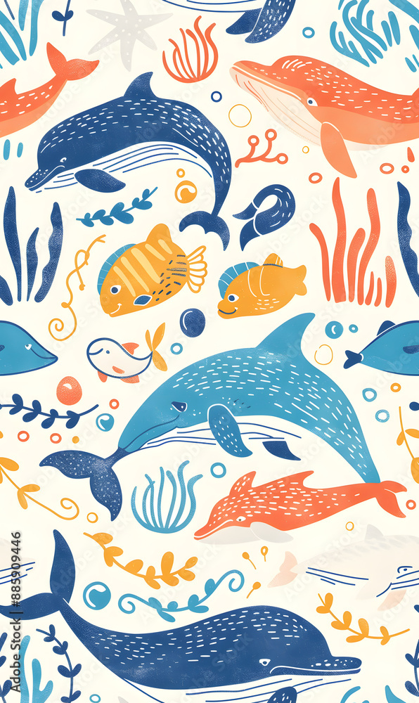 Fototapeta premium cartoon 2d illustrator doodle pattern, cute pattern in graphic seamless pattern