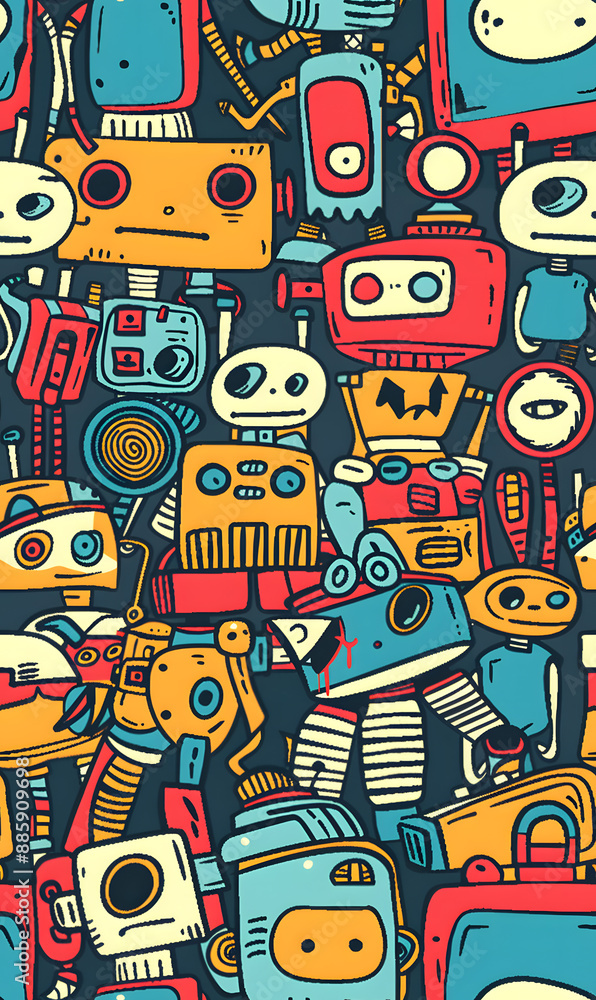 cartoon 2d illustrator doodle pattern, cute pattern in graphic seamless pattern