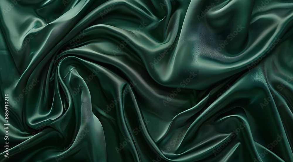 Dark Green Silk Satin Drape Background Dark Green Silk Satin Drape Background