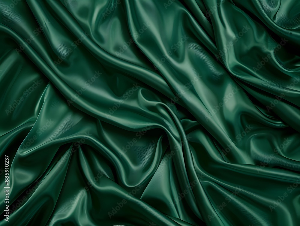 Fototapeta premium Elegant Dark Green Silk Satin Fabric Background