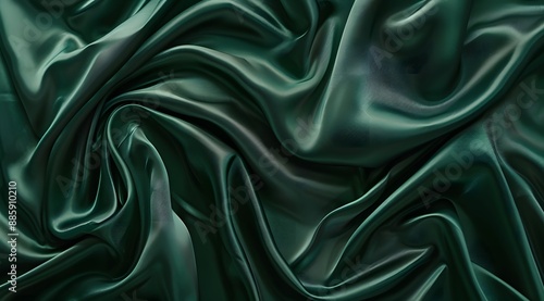 Dark Green Silk Satin Drape Background