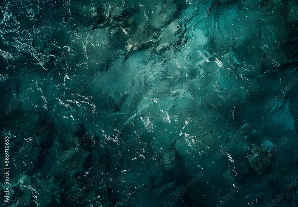 Naklejka premium Abstract Dark Green Underwater Texture Background