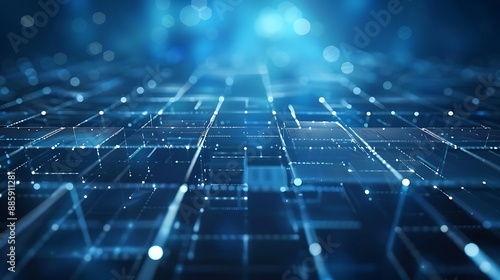 Wallpaper Mural Abstract perspective technology square blue background Torontodigital.ca