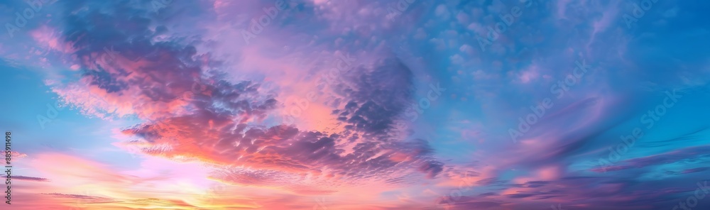 Panoramic Sunset Sky with Pink Clouds Panoramic Sunset Sky with Pink Clouds
