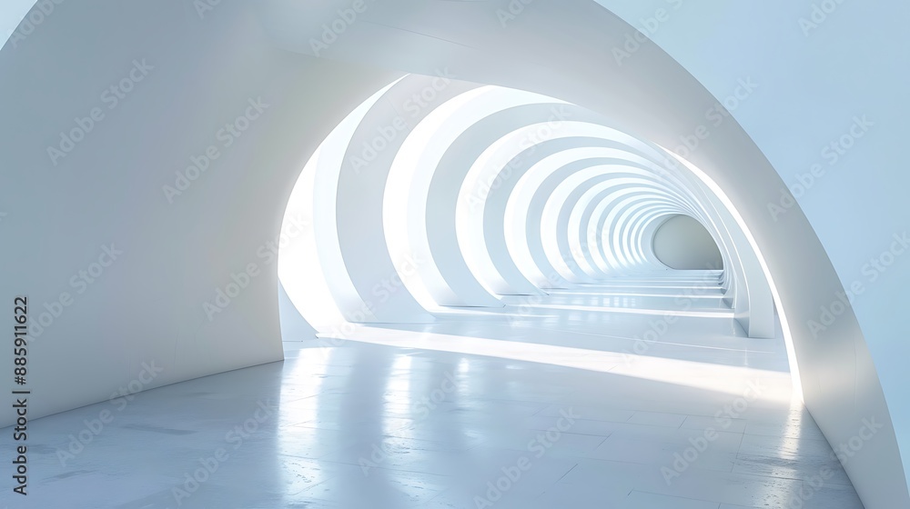 Fototapeta premium Abstract white interior with round walls modern architecture background