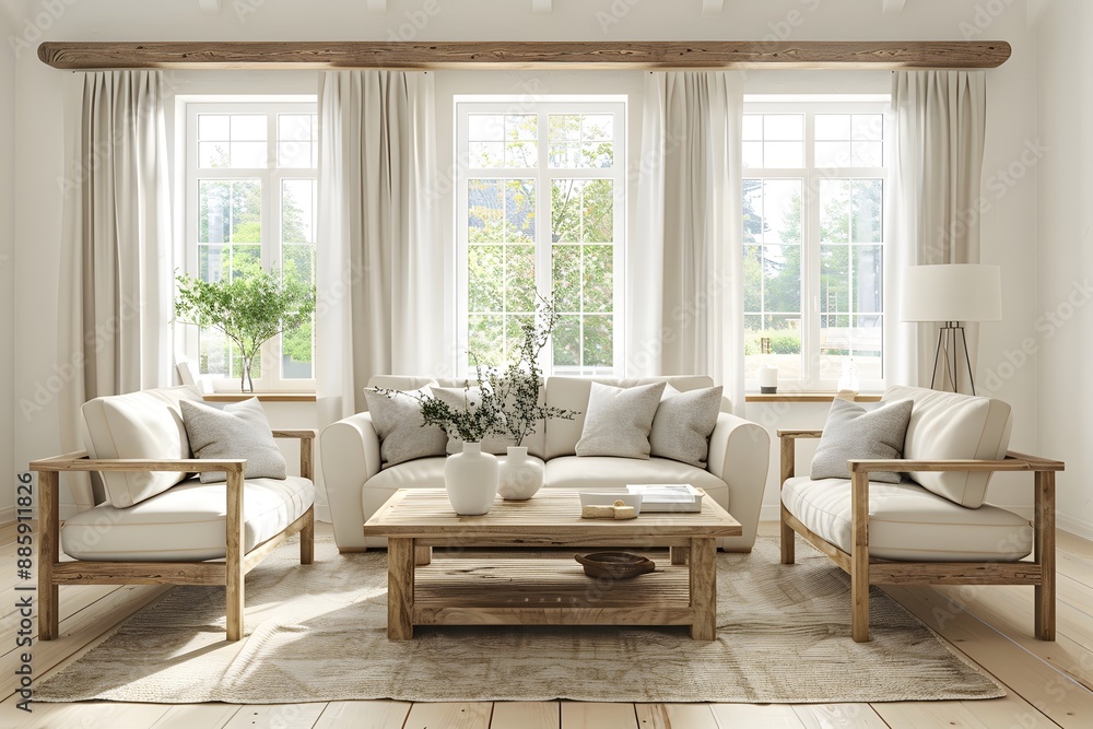 Fototapeta premium Minimalist Interior Sofa, Artwork Mockup 3D