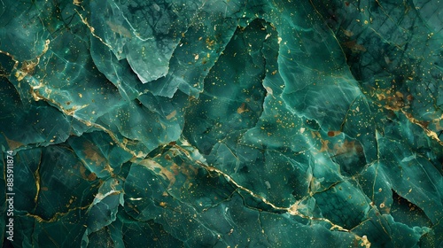 Emerald Green Marble Texture with Golden Veins