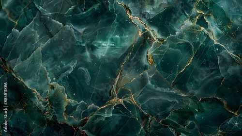 Emerald Green Marble Texture with Gold Veins