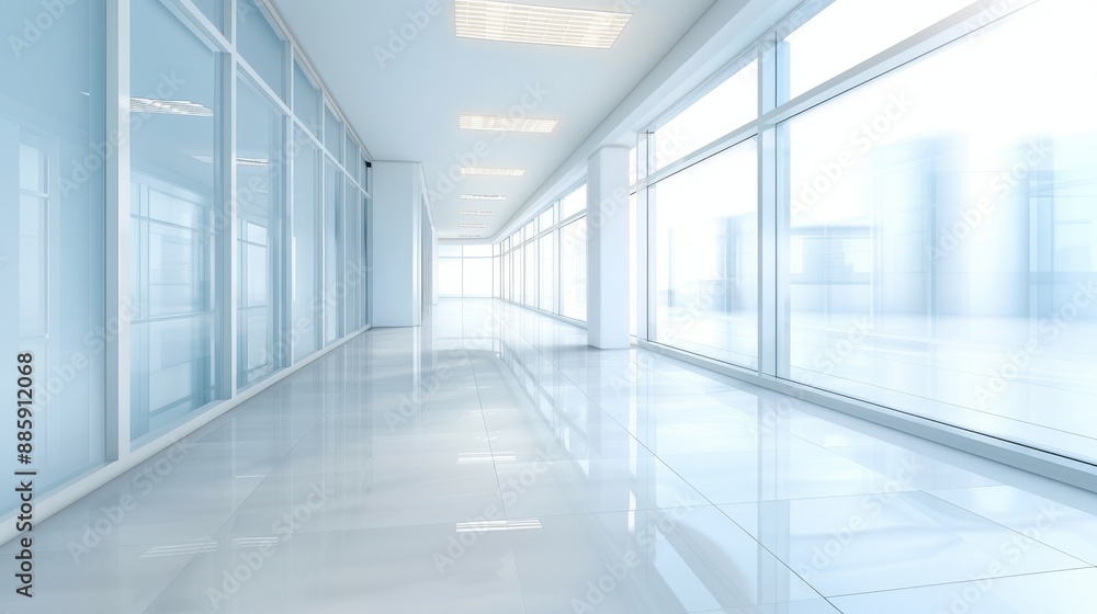A large, empty room with white walls and floors A large, empty room with white walls and floors