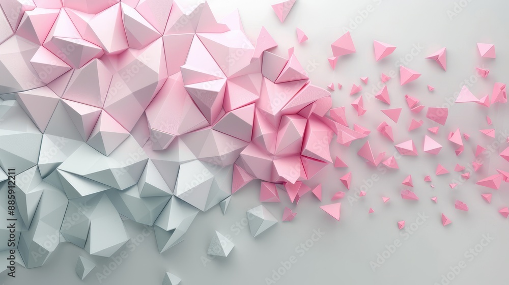 custom made wallpaper toronto digitalA pink and white abstract design with many triangles