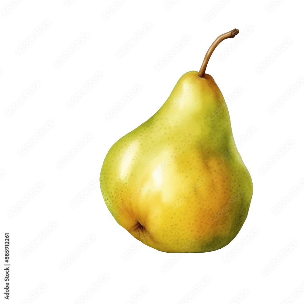 Watercolor Isolated Green and Golden Anjou Pear Watercolor Isolated Green and Golden Anjou Pear
