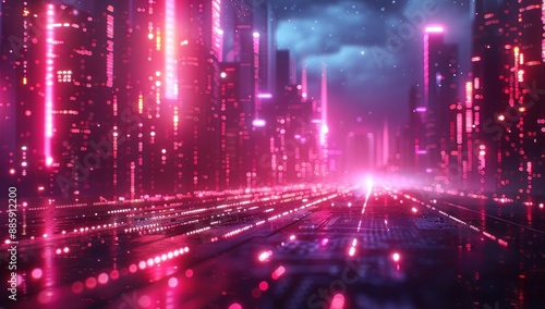 Neon Cityscape: Futuristic Urban Night.