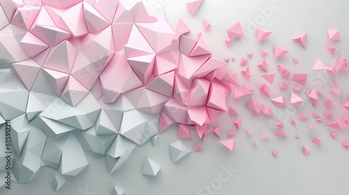 Wallpaper Mural A pink and white abstract design with many triangles Torontodigital.ca