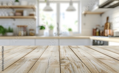 Wooden Tabletop Counter in Bright Kitchen