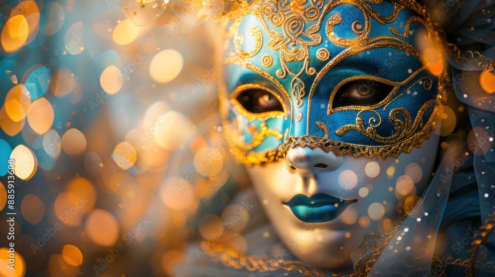 Venetian Carnival Mask with Golden Glitter Venetian Carnival Mask with Golden Glitter
