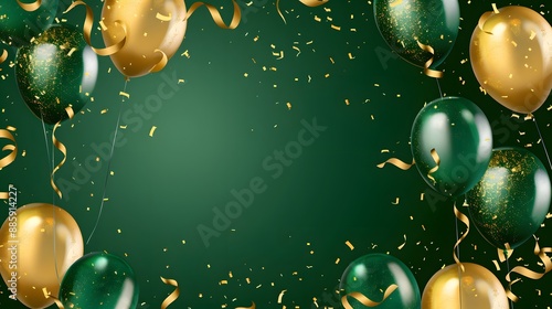 Green & Gold Balloons Celebration Banner Template