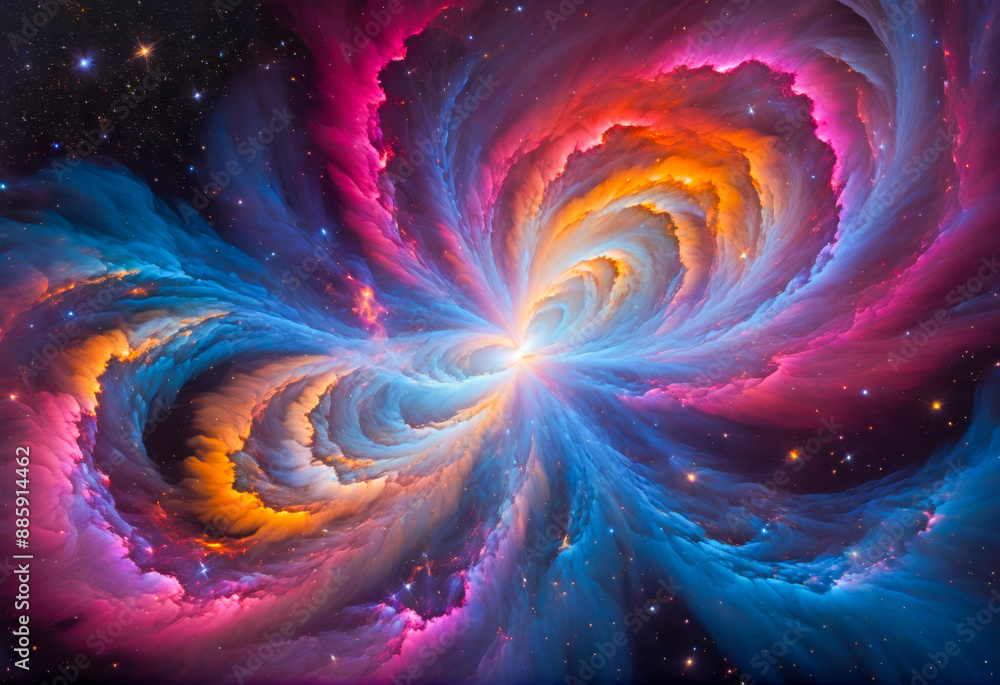 Cosmic Swirl. Cosmic Spiral Galaxy in Vivid Colors. Cosmic Swirl. Cosmic Spiral Galaxy in Vivid Colors.