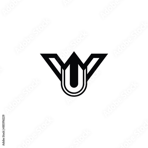 UW, WU, W AND U Abstract initial monogram letter alphabet logo design photo