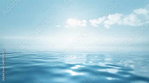  Soft Blue Abstract Background with Gentle Sunlight and Light Blue Sky Featuring White Clouds, Perfect for Design, Banner, or Wallpaper Templates 