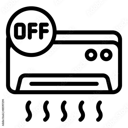 Icon showing an air conditioner turned off, indicating power and cooling deactivation
