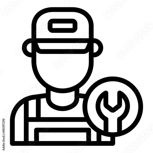 Technician mechanic icon for HVAC repair and maintenance services