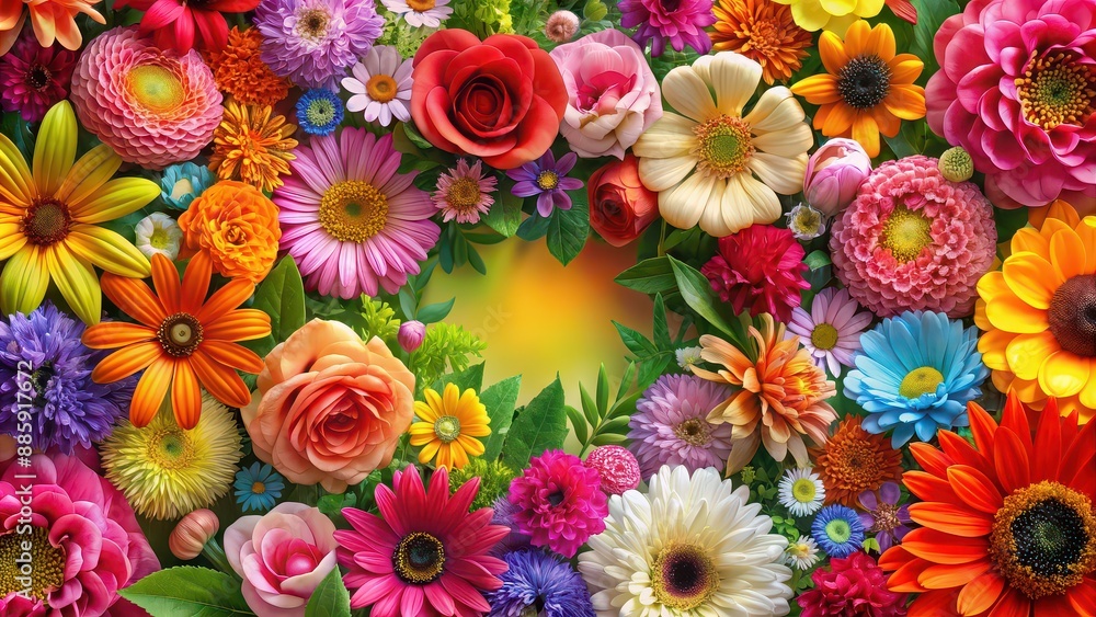 Beautiful background featuring an array of vibrant flowers, floral, garden, nature, colorful, petals, bloom, botany, spring Beautiful background featuring an array of vibrant flowers, floral, garden, nature, colorful, petals, bloom, botany, spring