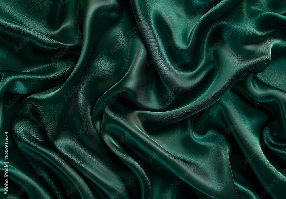 Fototapeta premium Elegant Emerald Green Silk Satin Fabric Background