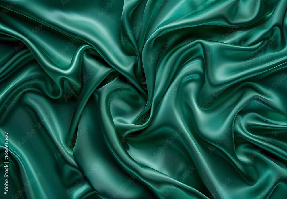 Obraz premium Elegant Emerald Green Satin Fabric Background