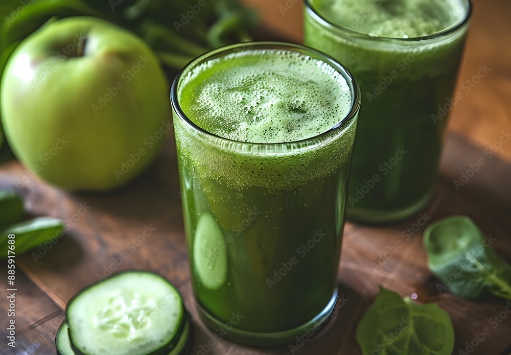 Refreshing Green Smoothie with Apple, Cucumber and Leafy Greens Refreshing Green Smoothie with Apple, Cucumber and Leafy Greens