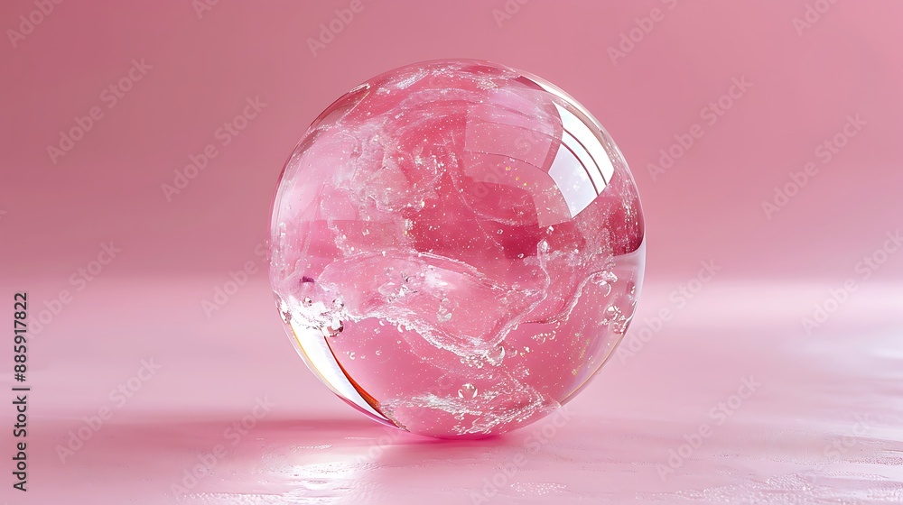 Abstract Light Pink Crystal Ball Elegant Sphere Set Against a Soft Pink Background. Abstract Light Pink Crystal Ball Elegant Sphere Set Against a Soft Pink Background.