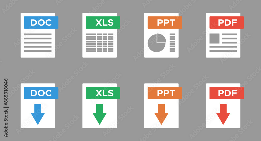 modern office electronic documents file formats DOC XLS PPT PDF ...